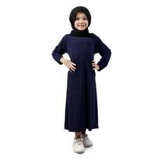 Gamis Anak Baju Muslim Anak Perempuan Polos Basic Jersey Adem Murah Cantik - Navy