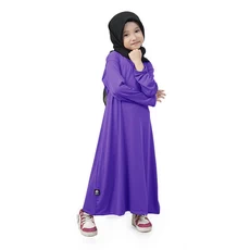 Gamis Anak Baju Muslim Anak Perempuan Polos Basic Jersey Adem Murah Cantik - Ungu