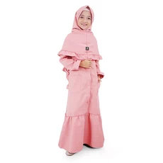 Gamis Anak Baju Muslim Anak Perempuan syar'i Panjang Set Jilbab Moscrepe - Dusty Pink