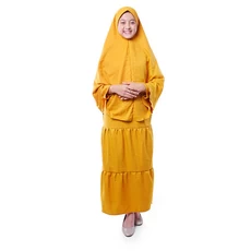 Gamis Anak Baju Muslim Anak Perempuan syar'i Rempel Moscrepe Polos - Kuning Mustard