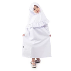 Gamis Anak Baju Muslim Anak Perempuan Polos Rempel Balotelli Murah Cantik - Putih