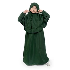 Gamis Anak Baju Muslim Anak Perempuan Polos Rempel Balotelli Murah Cantik - Hijau Botol