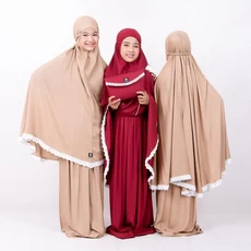 Bajuyuli Mukena Anak Tanggung Polos Renda MR01 Series