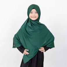 Hijab Anak Pashmina Instan Polos Terbaru Hijau Botol