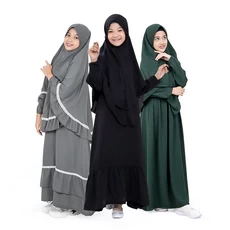 Seragam TPA Ngaji / Gamis Anak Syari Set Jilbab 5 6 Tahun Wollycrepe