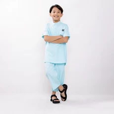 Set Baju Koko Anak + Celana Polos Terbaru warna Biru Langit Ganteng