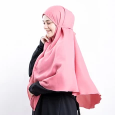 Hijab Jilbab Instan Syari Pink Panjang Menutupi Dada dan Punggung Sesuai Syariat PKS NU Muhammadiyah