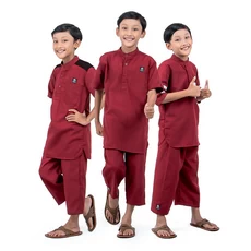 Baju Koko Muslim Anak Laki Laki Koko Polos TPA TPQ Terbaru Merah Marun