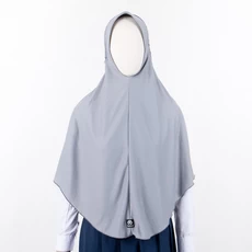 Jilbab SMP Abu Polos Serut Bahan Kaos