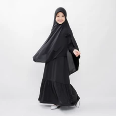 Gamis Anak Syari Murah Polos Jersey Hitam