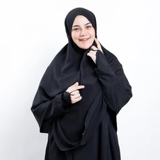 Hijab Instan Bergo Maryam Non Pet Polos Syari Jumbo Hitam