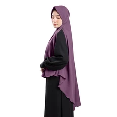 Jilbab Instan Hijab Jumbo Syari Lengan Bolong Wollycrepe Ungu