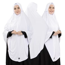 Jilbab Bergo Maryam Jumbo Syari Polos Jersey Soft Pet Putih