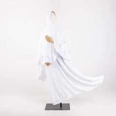 Baju Muslim Gamis Anak Syari Putih Crinckle Airflow 11-12 Tahun