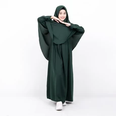 Baju Muslim Gamis Anak Syari Set Jilbab Jumbo Anak Tanggung SD MI SMP MTS Hijau Botol