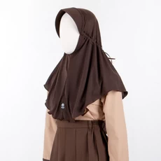 Kerudung Sekolah SD Pramuka Jilbab Anak Serut Coklat Kopi