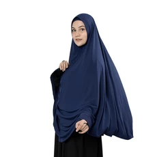 Jilbab Instan Bergo Maryam Kerudung Syari Polos Jumbo Jersey Premium Navy Biru Tua