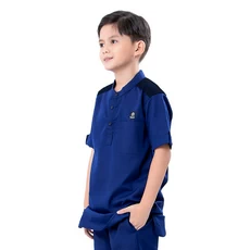 Baju Koko Anak Polos Warna Navy kombinasi Hitam