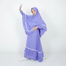 Baju Gamis Pakaian Muslim Anak Perempuan Set Muslim Gamis dan Jilbab Syari Polos Ungu Lilac