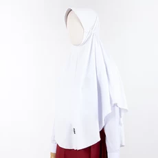 Kerudung Sekolah SD Jilbab Anak Serut Bahan Kaos PE Putih