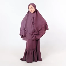 Baju Muslim Anak Perempuan Syari Bergo Cantik Ungu