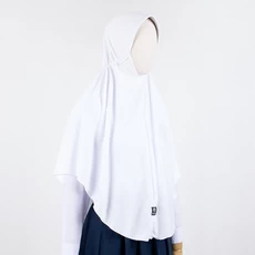 Jilbab Anak Kerudung Sekolah SMP Serut Kaos PE Putih