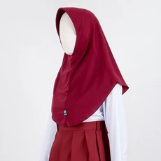 Kerudung Anak SD Jilbab Sekolah Seragam Bahan Kaos PE Merah Marun