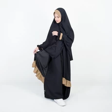 Gamis Anak Perempuan Syari Rempel Pet Hitam