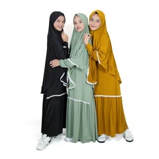 Gamis Anak Perempuan Syari Jersey Renda JK01 Series