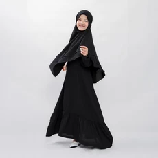 Baju Muslim Anak Perempuan Syari Bergo Hitam