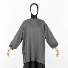 Kaos Oversize Wanita Lengan Panjang Abu