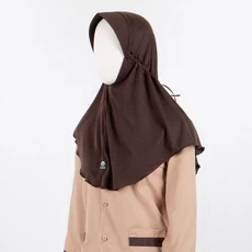 Hijab Kerudung Jilbab Instan Anak SMA Pramuka Coklat Kopi Tua