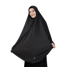 Kerudung Jilbab Instan Syari Bergo Maryam Polos Jersey Spandek Hitam