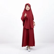 Pakaian Muslim Anak Perempuan Set Gamis Jilbab Wudhu Friendly Syari Jumbo Usia Tanggung 11 12 13 Tah