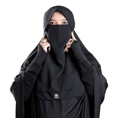 Cadar Niqab Poni Kancing Wolfis Hitam