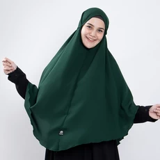 Jilbab Bergo Maryam Jumbo Instan Syari Polos HIjau Botol