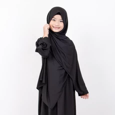 Hijab Anak Pahsmina Instan Panjang Polos hitam