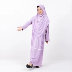Pakaian Muslim Anak Perempuan Set Muslim Jilbab Anak Syari Jumbo Lilac Ungu