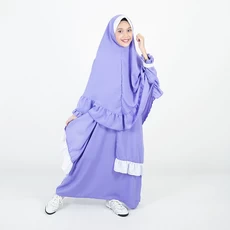 Gamis Anak Pakaian Muslim Anak Perempuan & Set Muslim Jilbab Panjang Syari Polos Terbaru Ungu Lilac