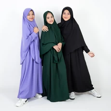 Baju Muslim Anak Perempuan Terbaru Polos Syari Gamis Anak Set Jilbab TK SD SMP ABG Tanggung