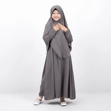 Baju Muslim Anak Perempuan Gamis Anak Syari Polos Panjang Abu