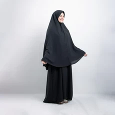 Gamis Polos Syari Set Jilbab Premium BIG SIZE XL Hitam