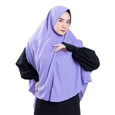 Jilbab Instan Hijab Jumbo Syari Lengan Bolong Wollycrepe Ungu Lilac
