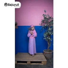 Gamis Anak Warna Hijau Botol Niqab Umur 8 Tahun