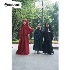 Gamis Anak Hijau Botol Murah Umur 11 Tahun