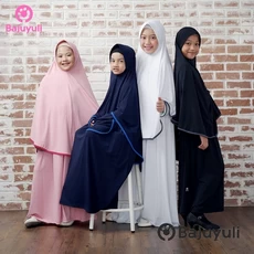 Gamis Anak Hijau Botol Niqab Umur 9 Tahun