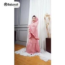 Gamis Anak Warna Hijau Botol SD Umur 9 Tahun