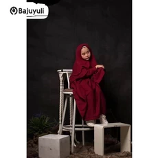 Gamis Anak Kombinasi 2 Warna Warna Hitam Umur 8 Tahun