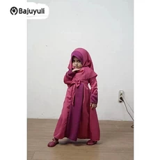 Gamis Anak Warna Navy Warna Putih Ecer