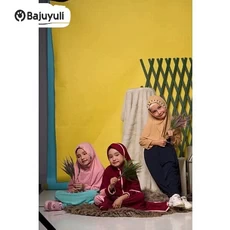 Gamis Anak Kombinasi Kotak Polos Umur 10 Tahun